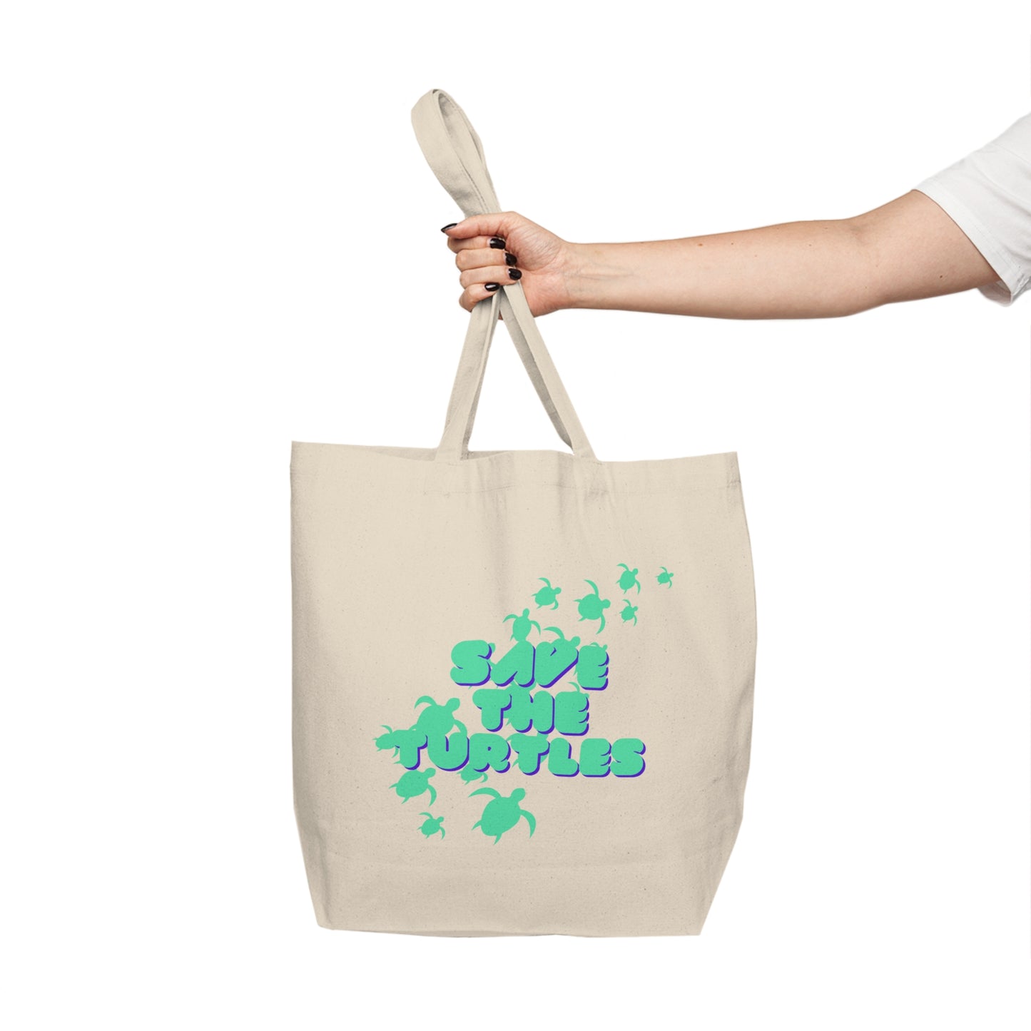 "Save The Turtles" Canvas Tote
