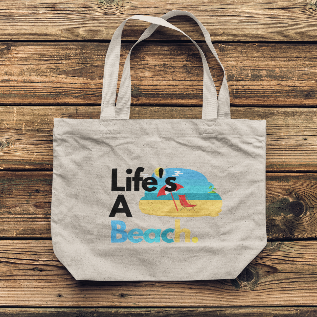 "Life's A Beach" Canvas Tote