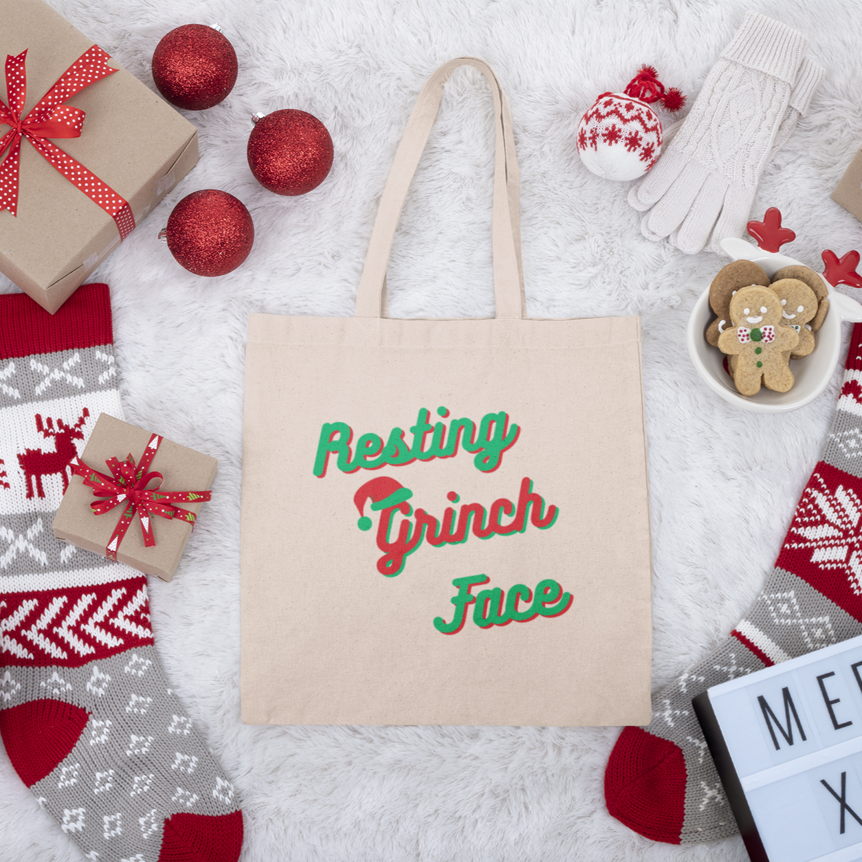Resting Grinch Face Tote