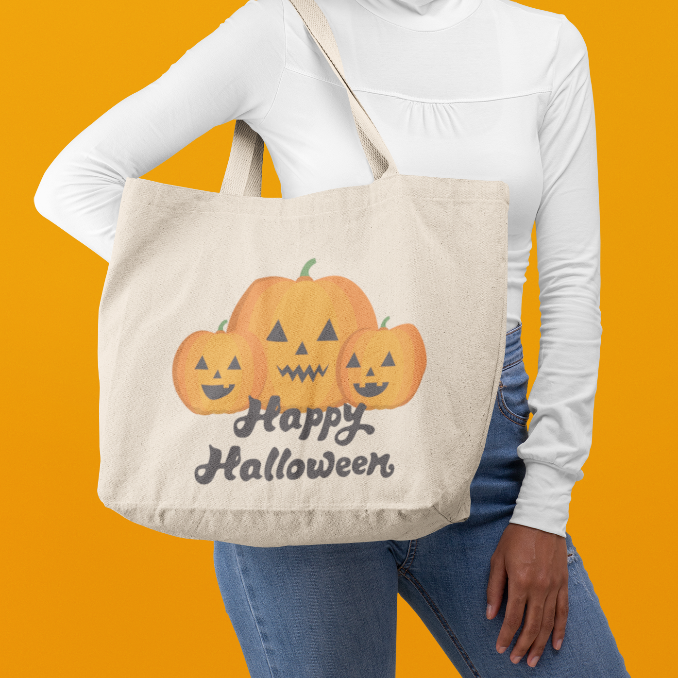 "Happy Halloween" Canvas Tote