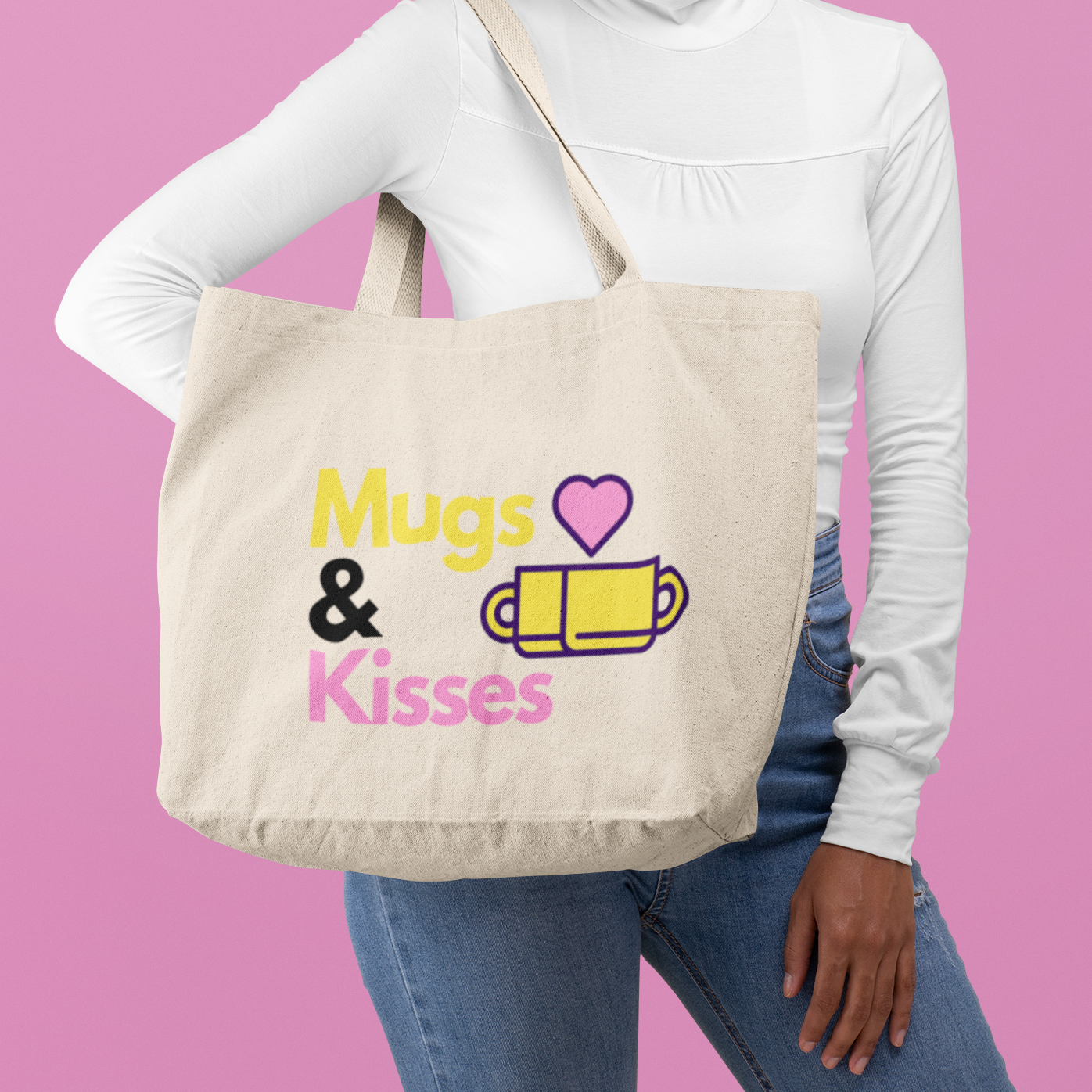 "Mugs & Kisses" Canvas Tote